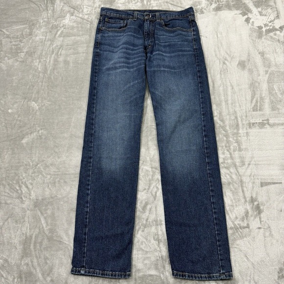 Levis Jeans Mens 34x34 Blue 505 Regular Fit Straight Leg Dark Wash Denim Work - Picture 2 of 9